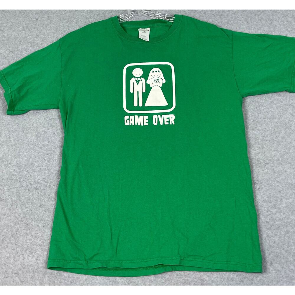 Marriage Game Over Gildan T Shirt Size L Green Wedding‎ Novelty Graphic Shirt